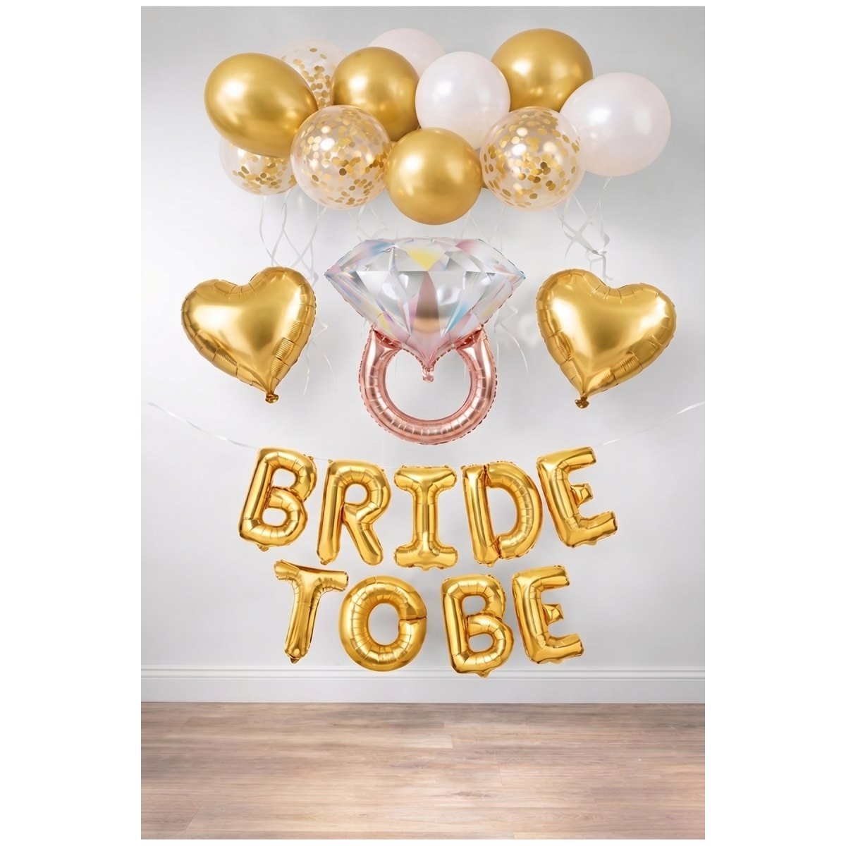 Bride To Be Bekarlığa Veda Parti Süsleme Seti – Yüzük ve Kalp Folyo Balonlu Konsept Set