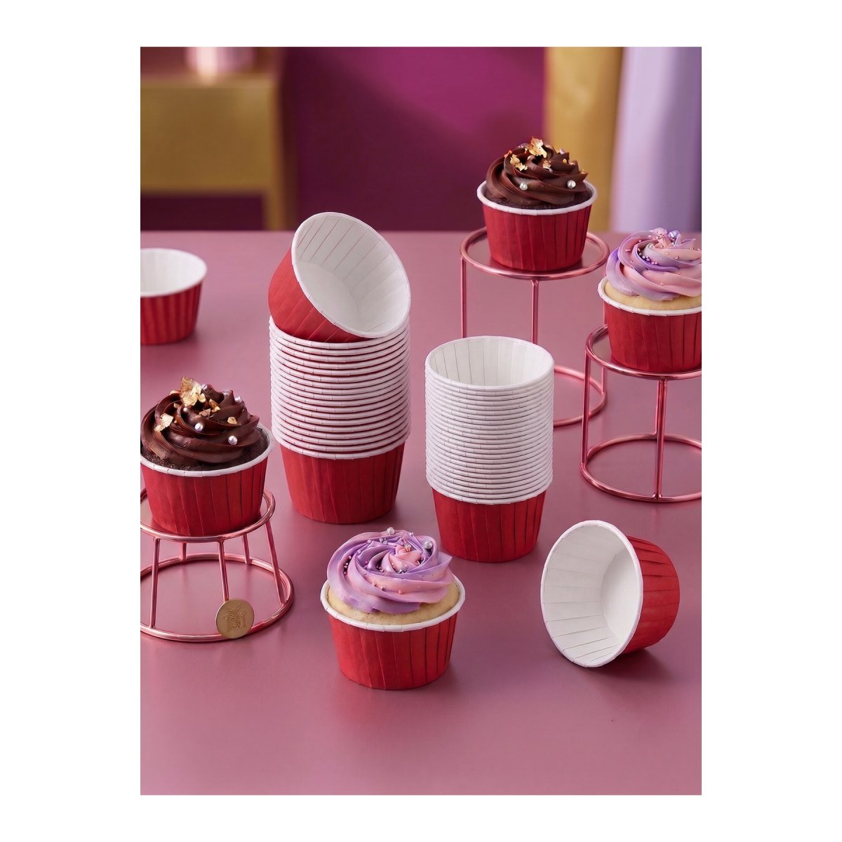 Kırmızı Kağıt Kek Kapsülü - Muffin Ve Cupcake Pişirme Kalıbı Parti Sunum Kabı