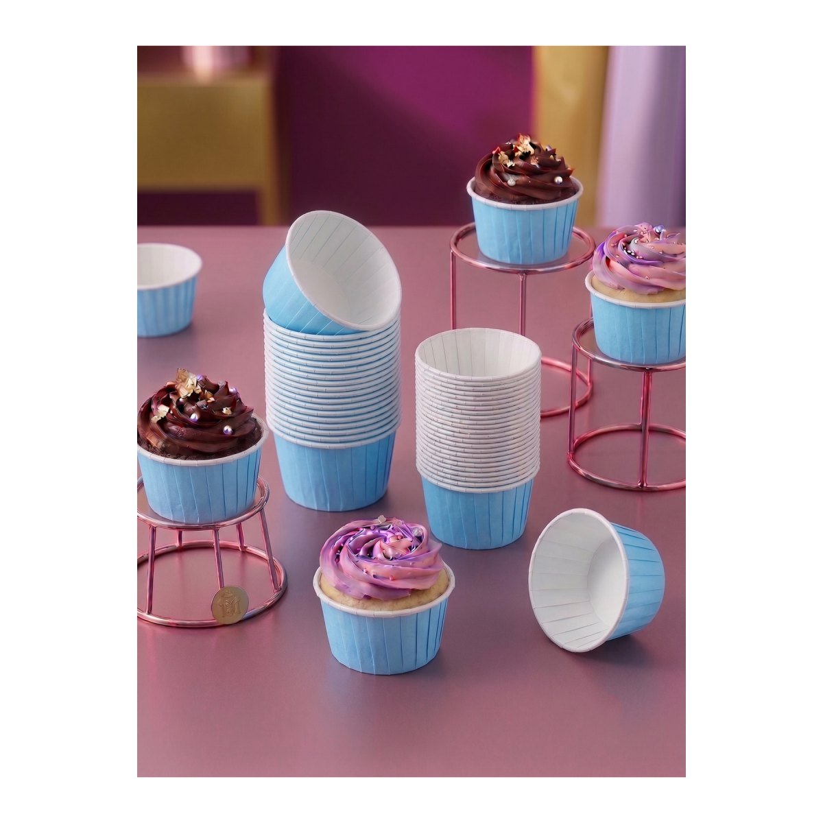 Mavi Kağıt Kek Kapsülü - Muffin Ve Cupcake Pişirme Kalıbı Parti Sunum Kabı